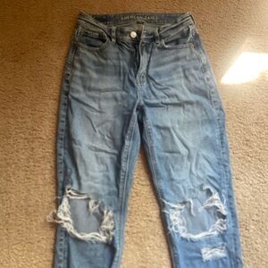 American Eagle Outfitters Women's Blue Distressed Jeans